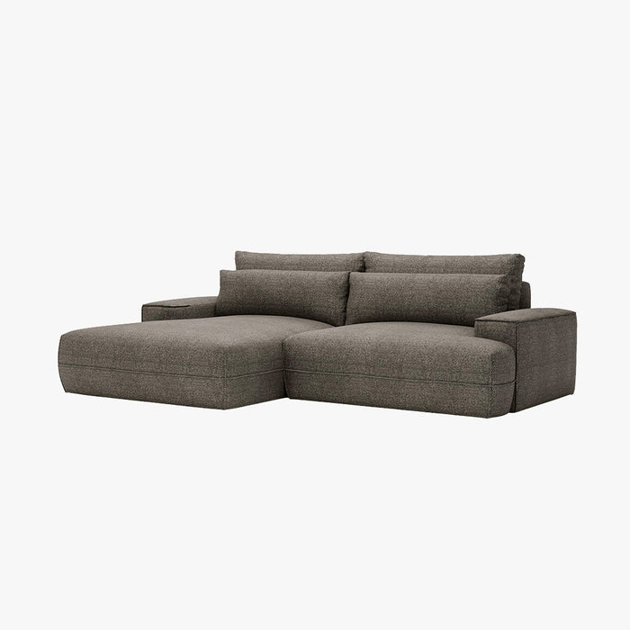 NOEMIA Canapé d'angle convertible avec coffre en tissu taupe - Angle gauche