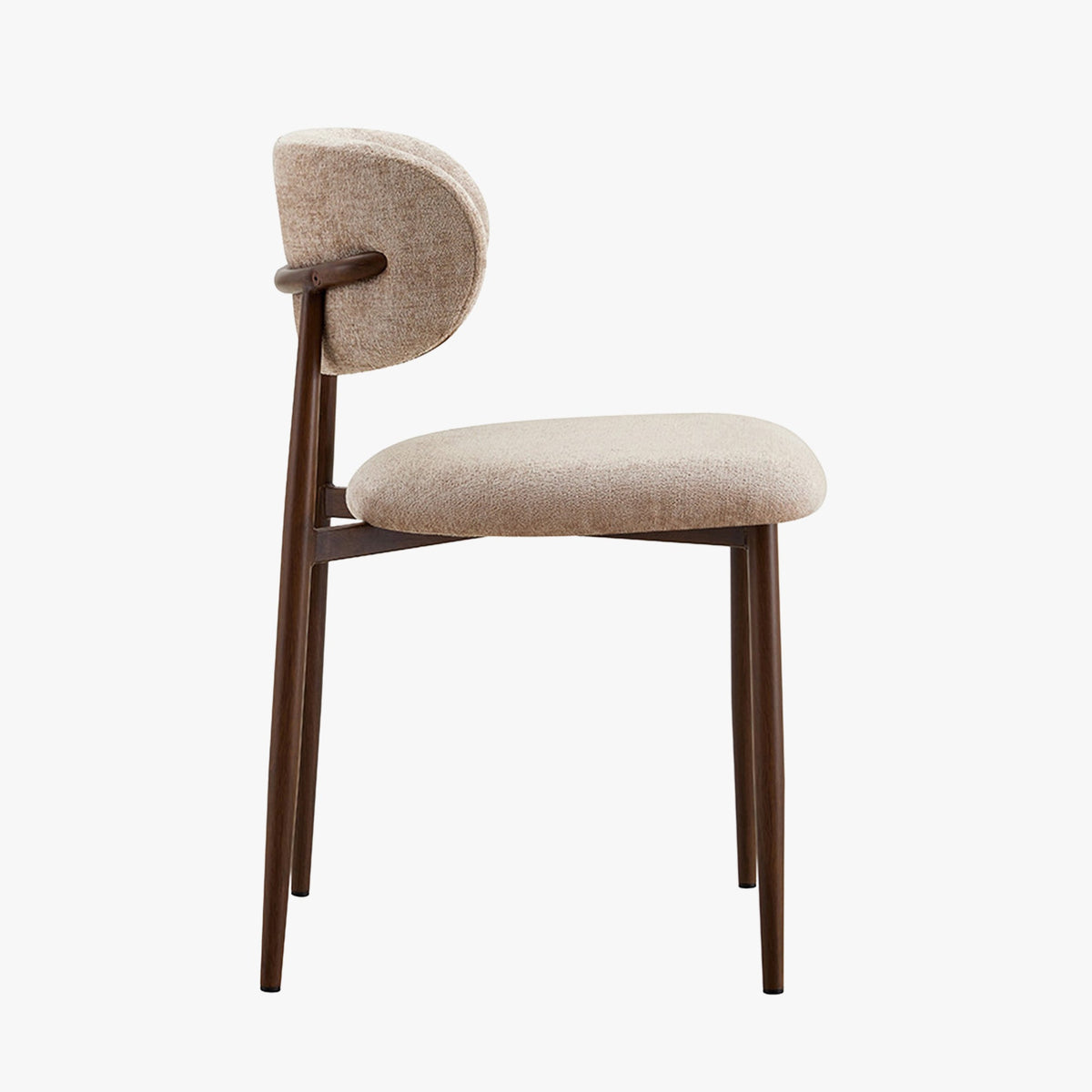 NONO Lot de 2 chaises en tissu beige pieds couleur bois foncé - Mobilier Deco