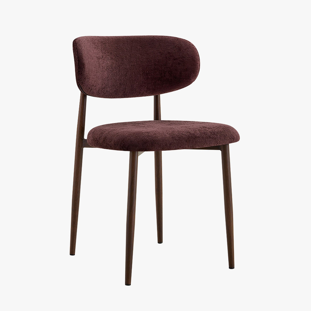 NONO Lot de 2 chaises en tissu prune pieds couleur bois foncé - Mobilier Deco