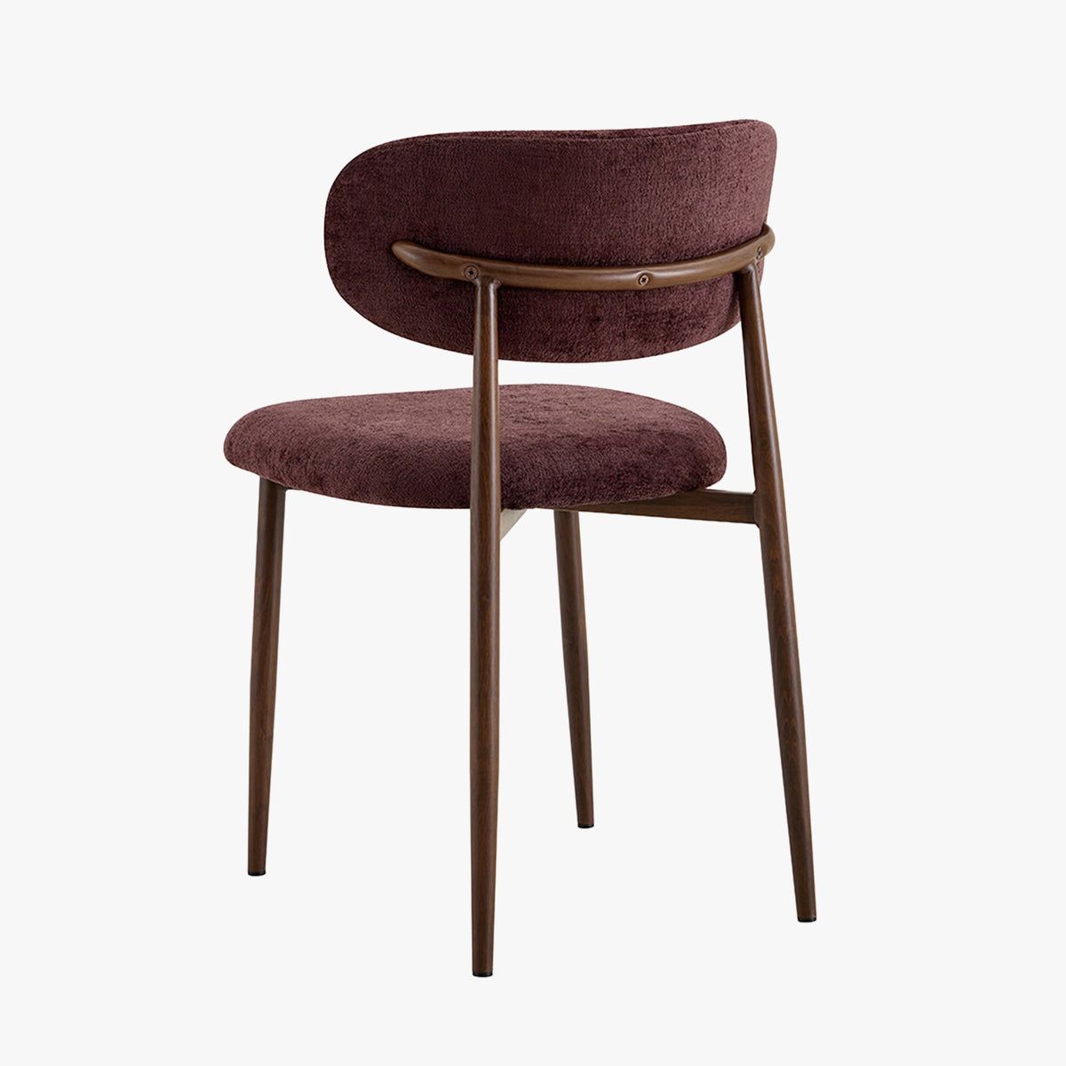 NONO Lot de 2 chaises en tissu prune pieds couleur bois foncé - Mobilier Deco