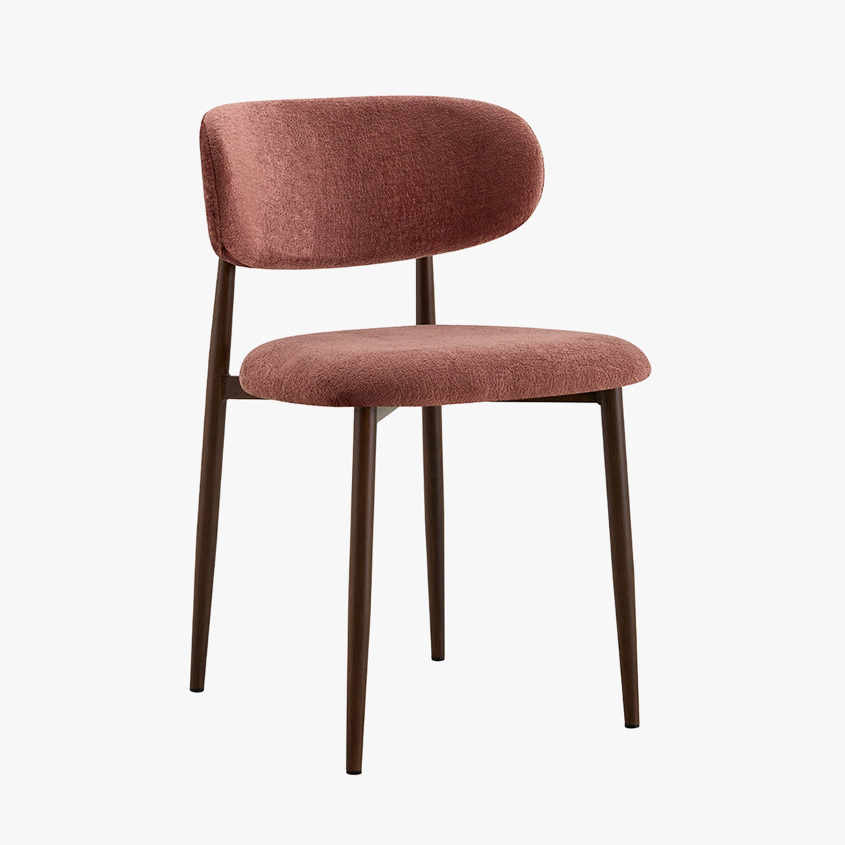 NONO Lot de 2 chaises en tissu terracotta pieds couleur bois foncé - Mobilier Deco