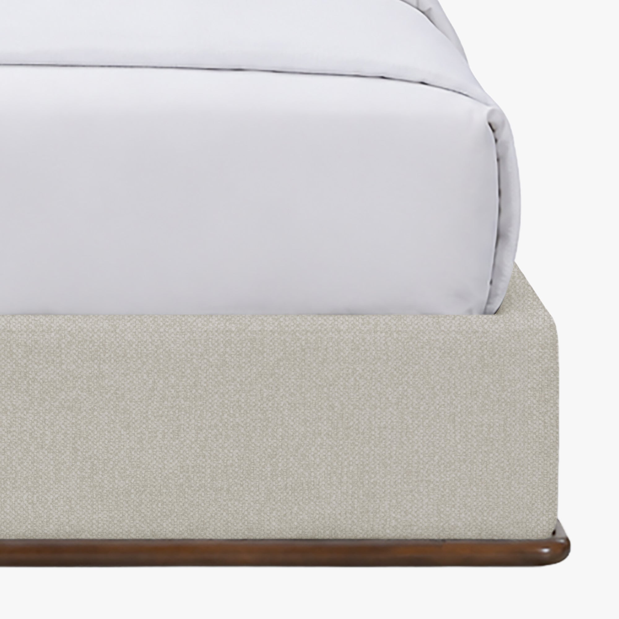 NORIA Lit double en tissu beige et bois foncé 140x190 cm - Lits - Mobilier Deco