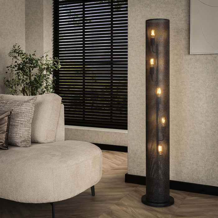 NOVA Lampadaire tube 5 ampoules en métal noir 18x149 cm