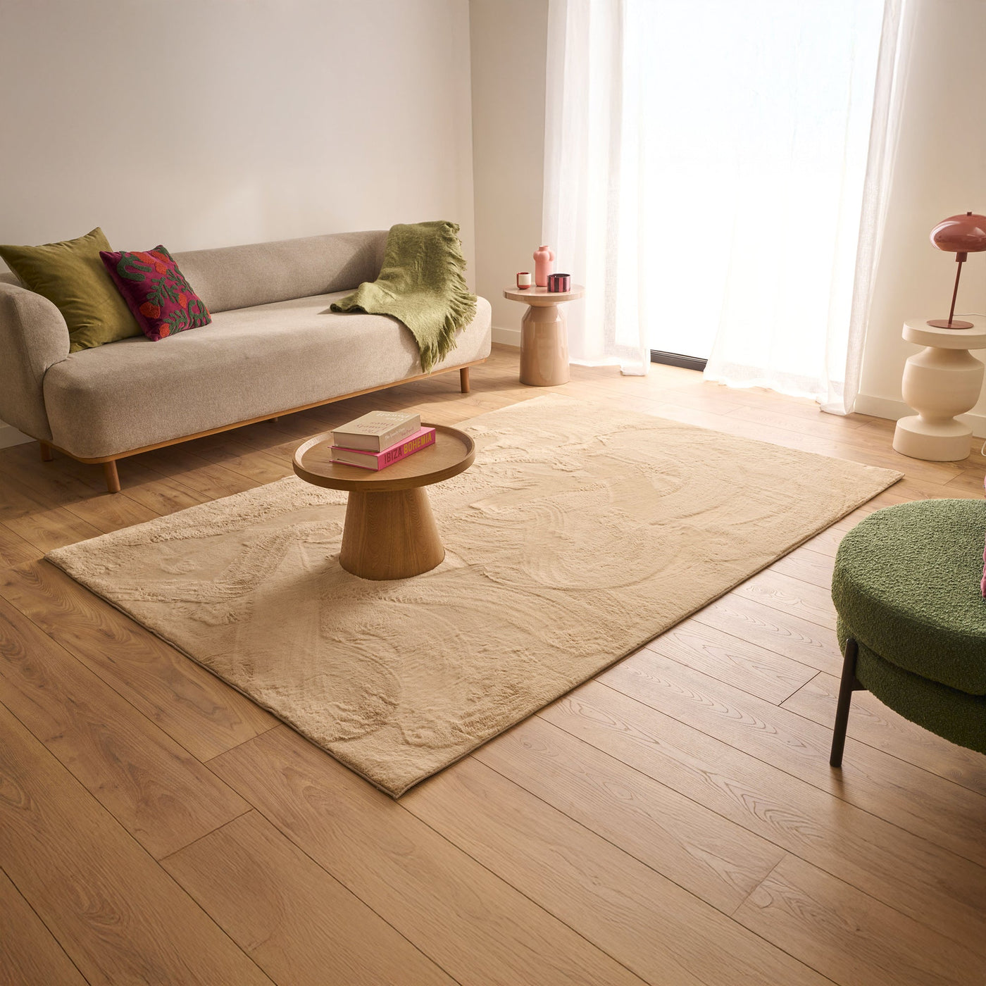 NUBE Tapis en tissu doux beige - 160x230 cm - Tapis - Mobilier Deco