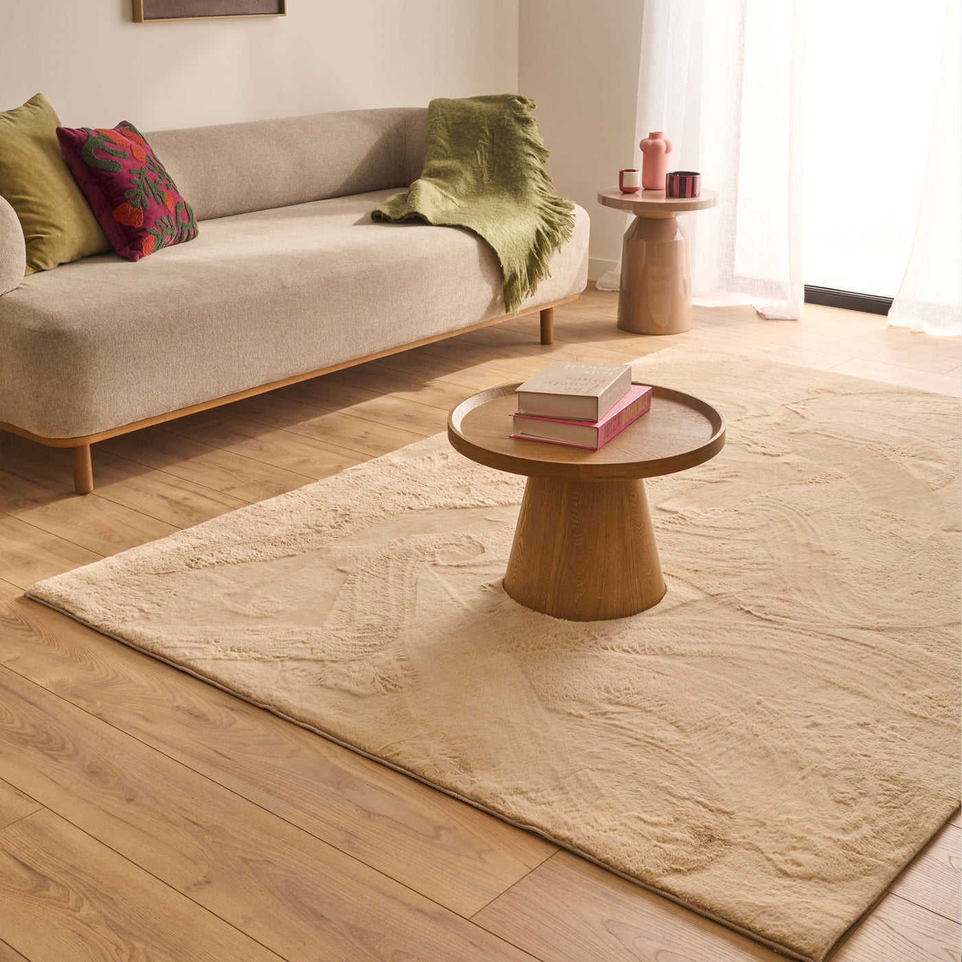 NUBE Tapis en tissu doux beige - 160x230 cm