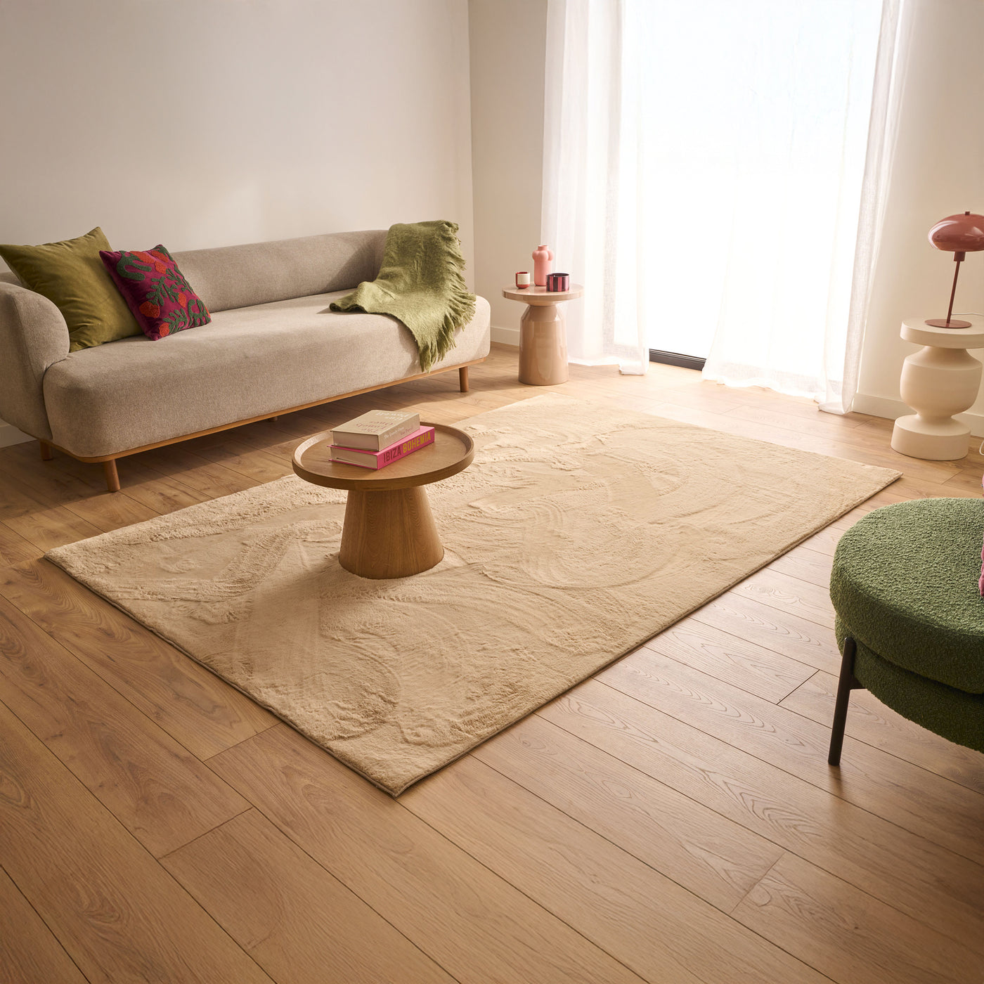 NUBE Tapis en tissu doux beige - 160x230 cm