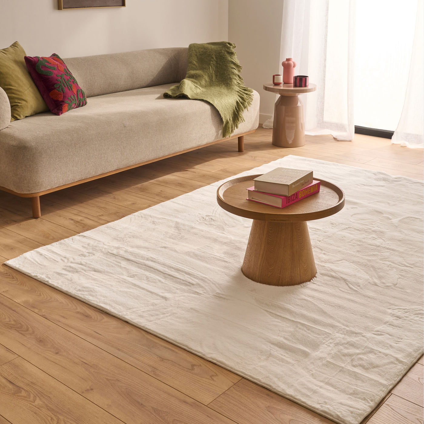 NUBE Tapis en tissu doux blanc écru - 160x230 cm