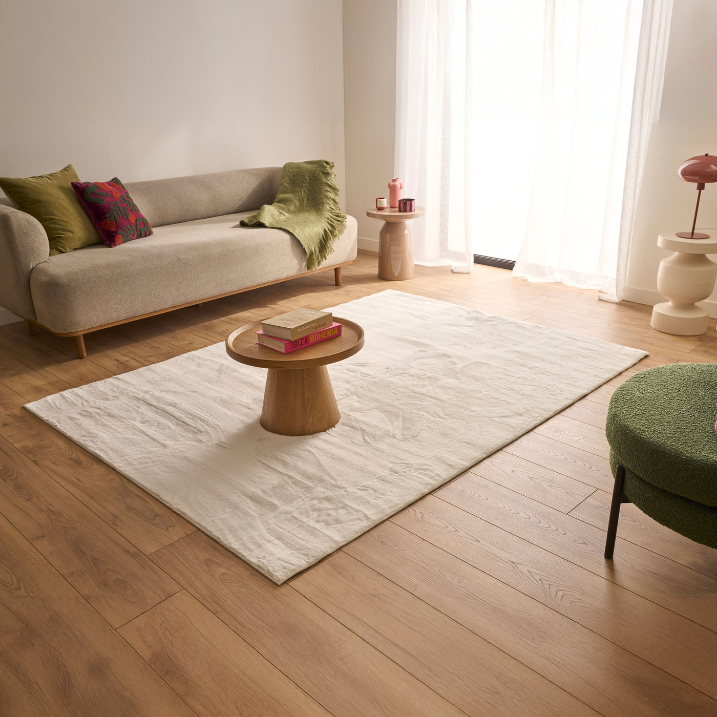 NUBE Tapis en tissu doux blanc écru - 160x230 cm