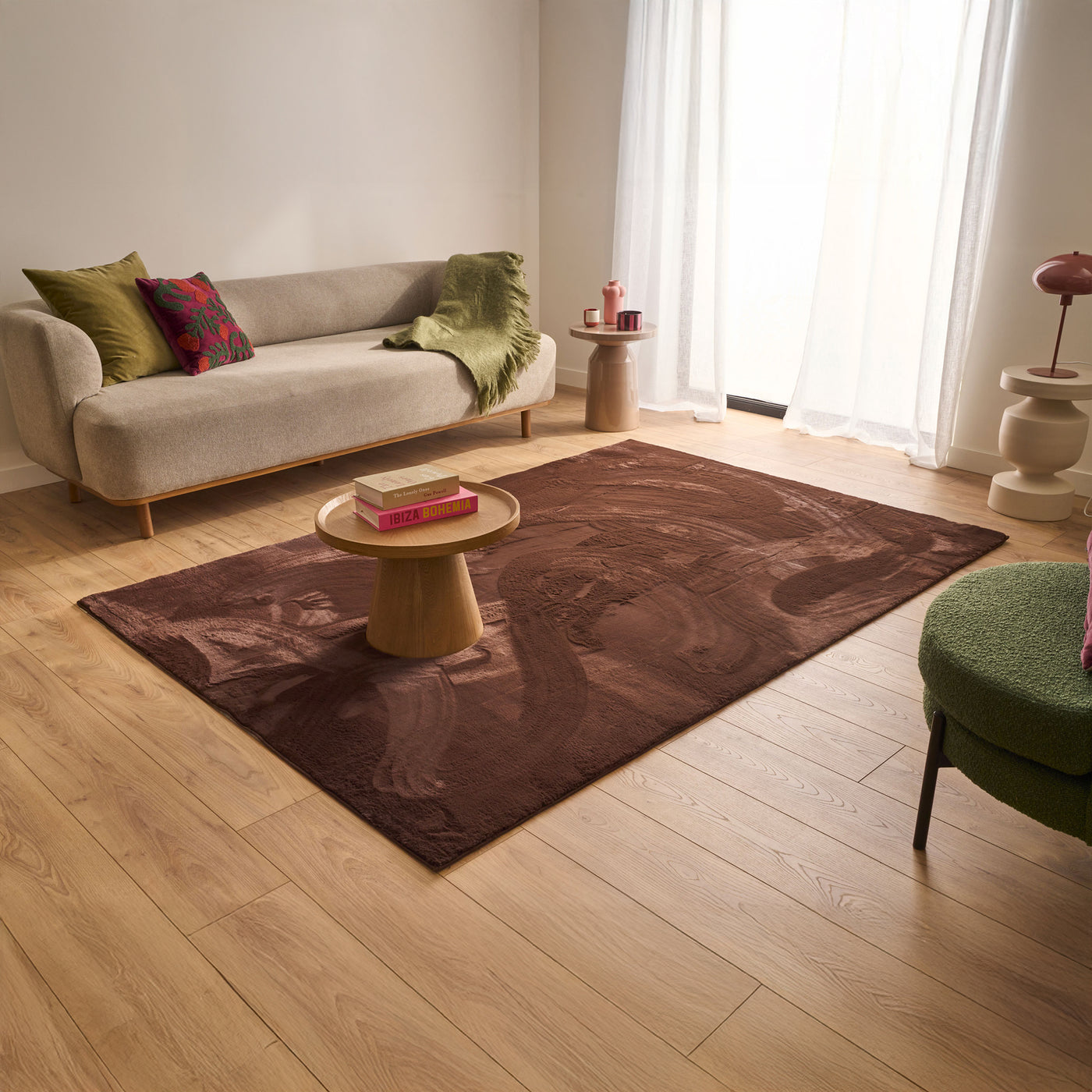 NUBE Tapis en tissu doux marron - 160x230 cm
