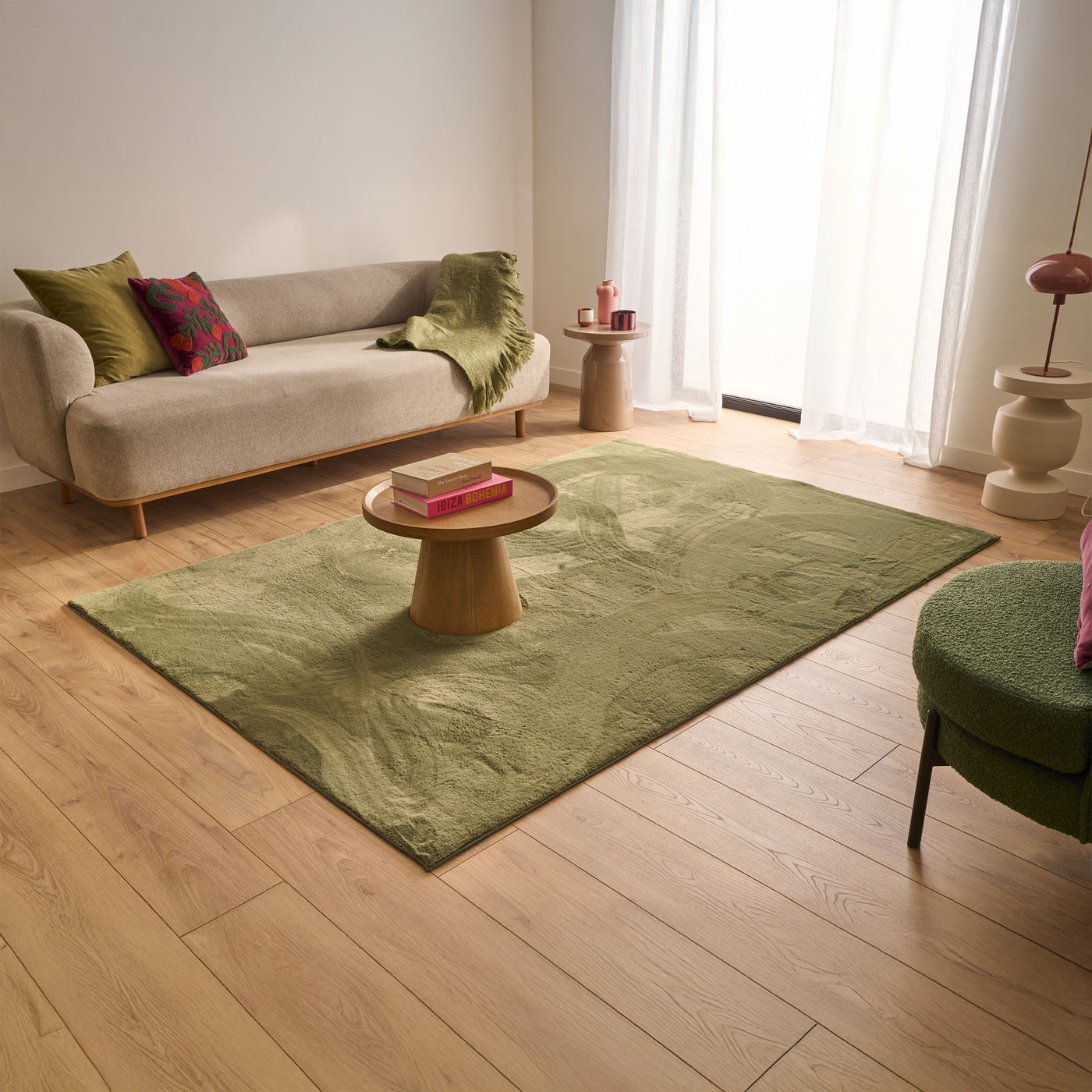 NUBE Tapis en tissu doux vert - 160x230 cm