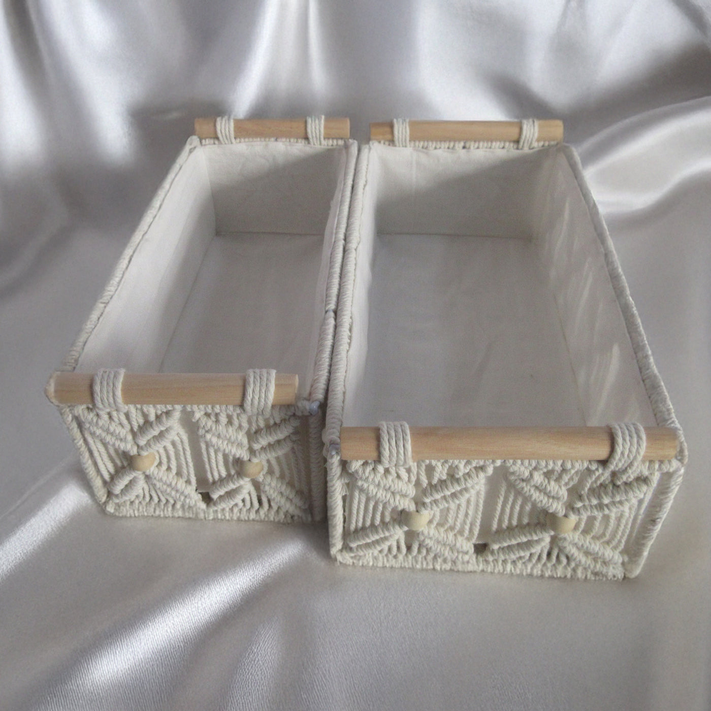 NYSSA Lot de 2 boites de rangement en coton 35x17 cm - 32x14 cm