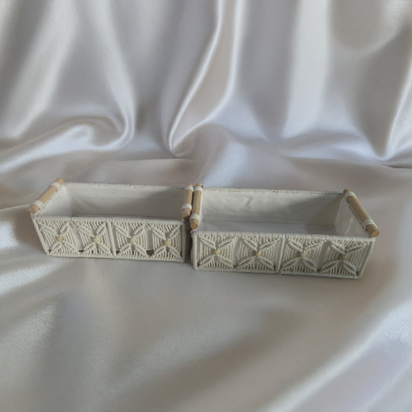 NYSSA Lot de 2 boites de rangement en coton 35x17 cm - 32x14 cm