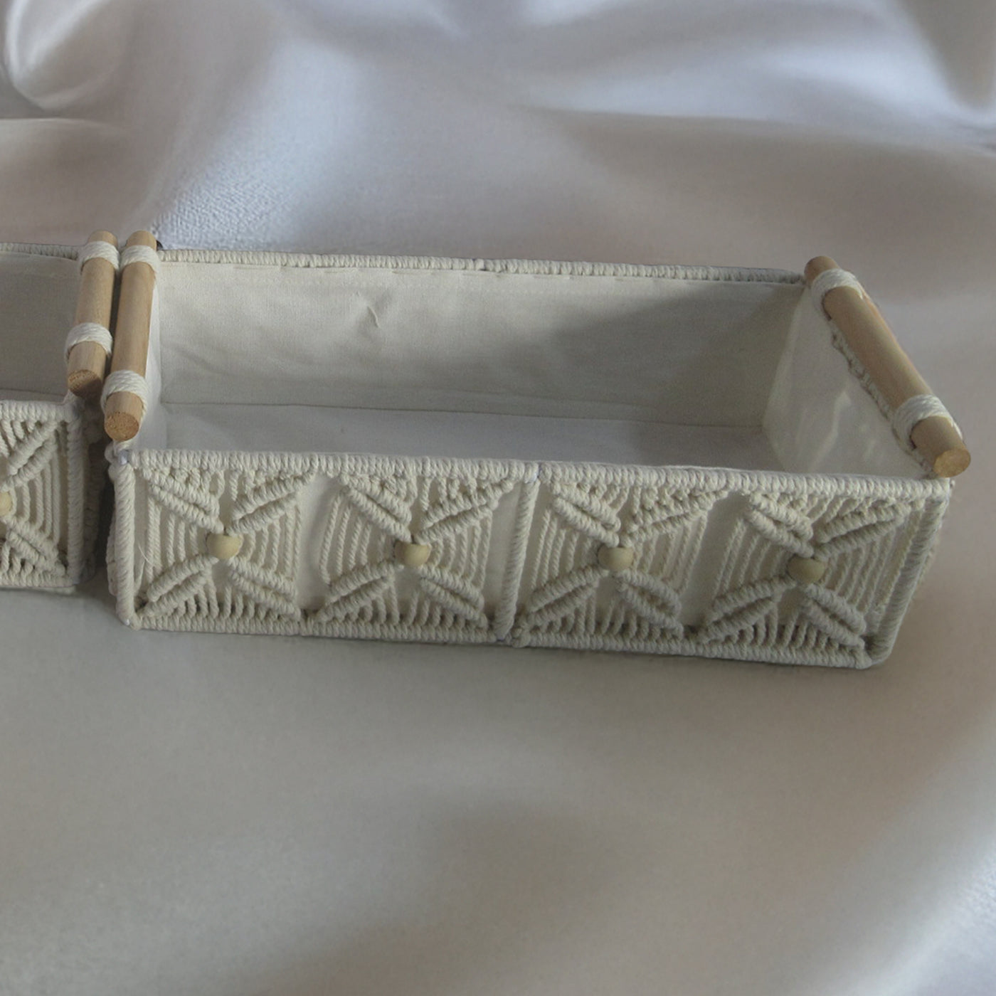 NYSSA Lot de 2 boites de rangement en coton 35x17 cm - 32x14 cm