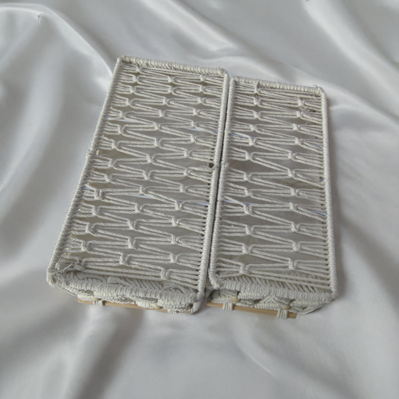 NYSSA Lot de 2 boites de rangement en coton 35x17 cm - 32x14 cm