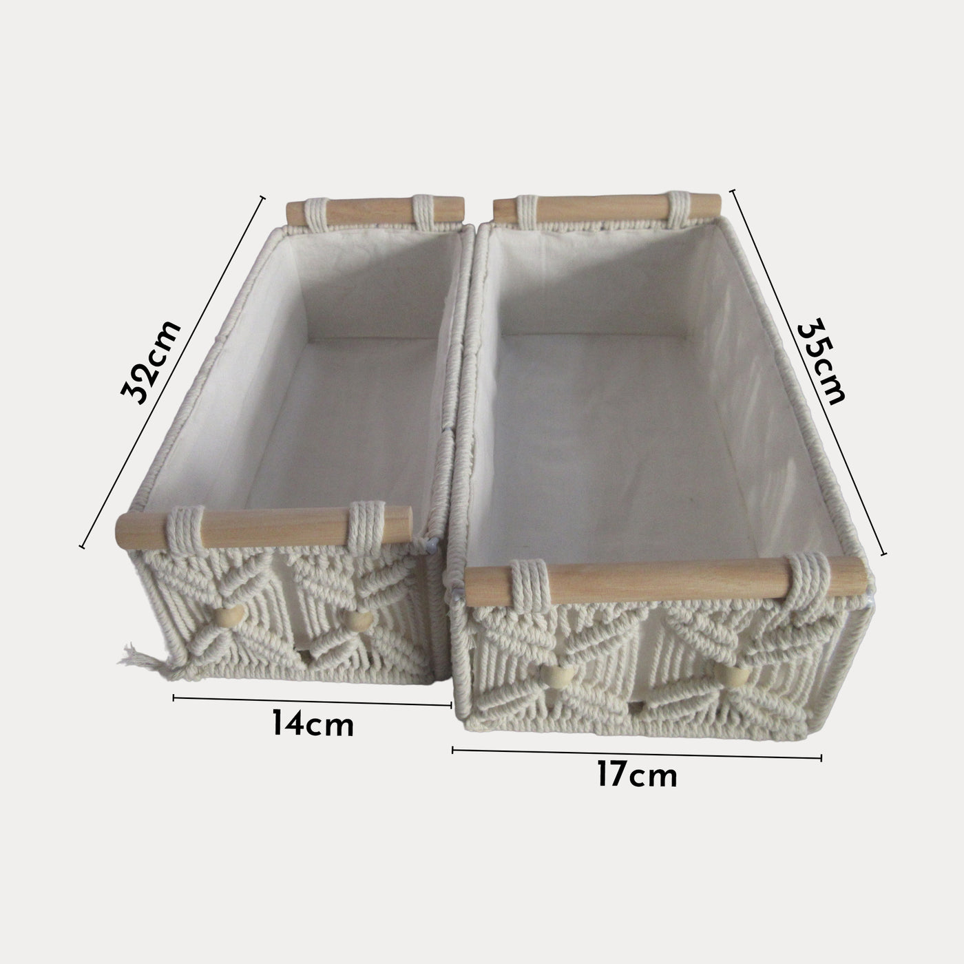 NYSSA Lot de 2 boites de rangement en coton 35x17 cm - 32x14 cm