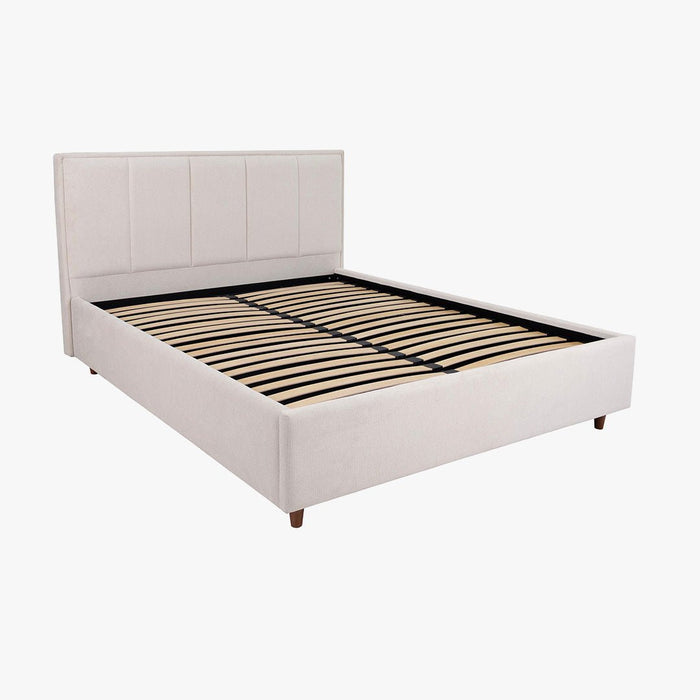 OLEA Lit double en tissu beige avec coffre 140x190 cm