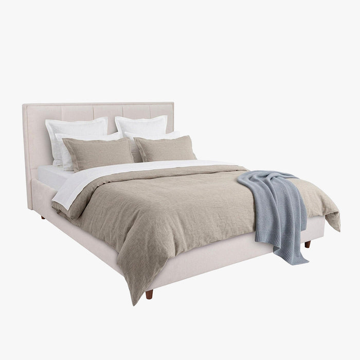 OLEA Lit double en tissu beige avec coffre 180x200 cm