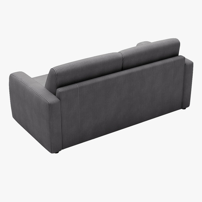 OLIVIER Canapé 3 places convertible en velours côtelé anthracite matelas Memory 14 cm