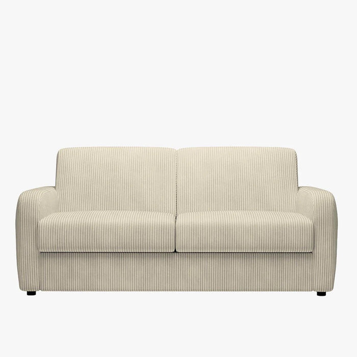 OLIVIER Canapé 3 places convertible en velours côtelé beige matelas Memory 14 cm