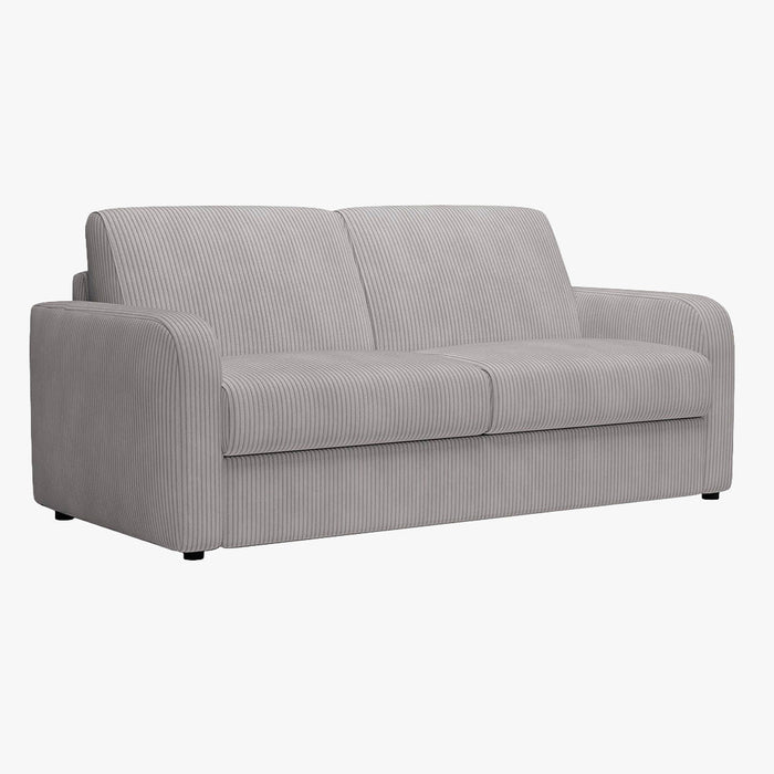 OLIVIER Canapé 3 places convertible en velours côtelé gris matelas Memory 14 cm