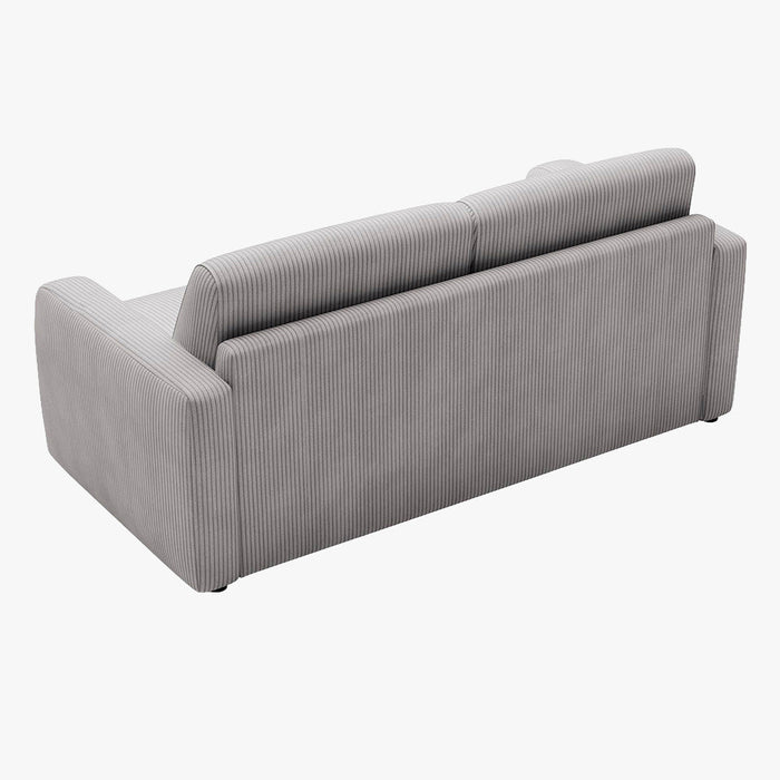 OLIVIER Canapé 3 places convertible en velours côtelé gris matelas Memory 14 cm