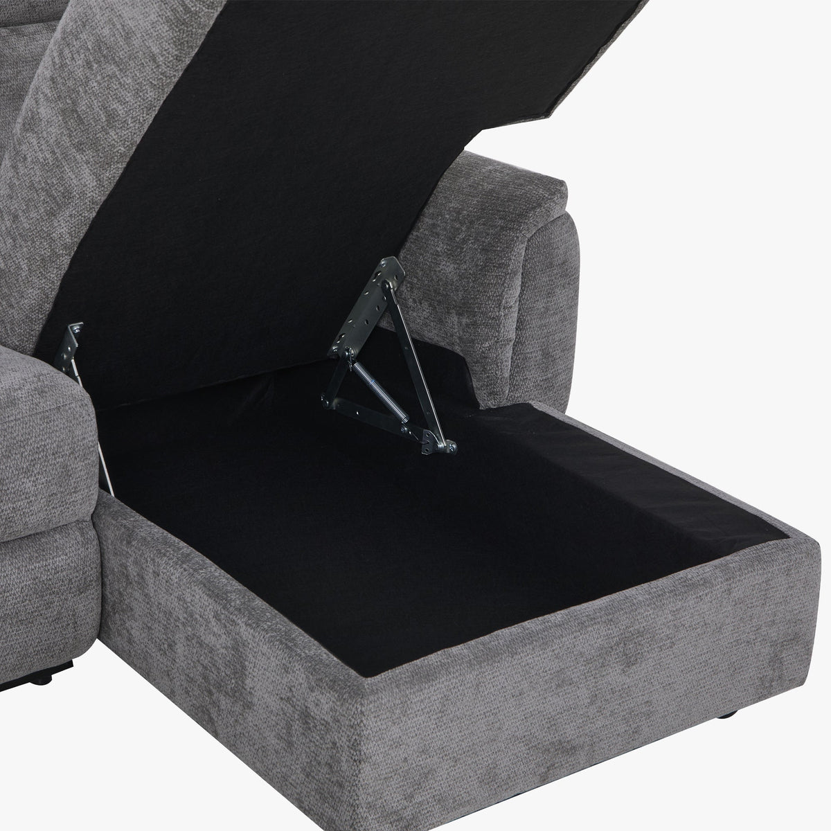 ORION Canapé d'angle convertible avec coffre en tissu relax électrique gris - Angle droit - Canapé relax - Mobilier Deco