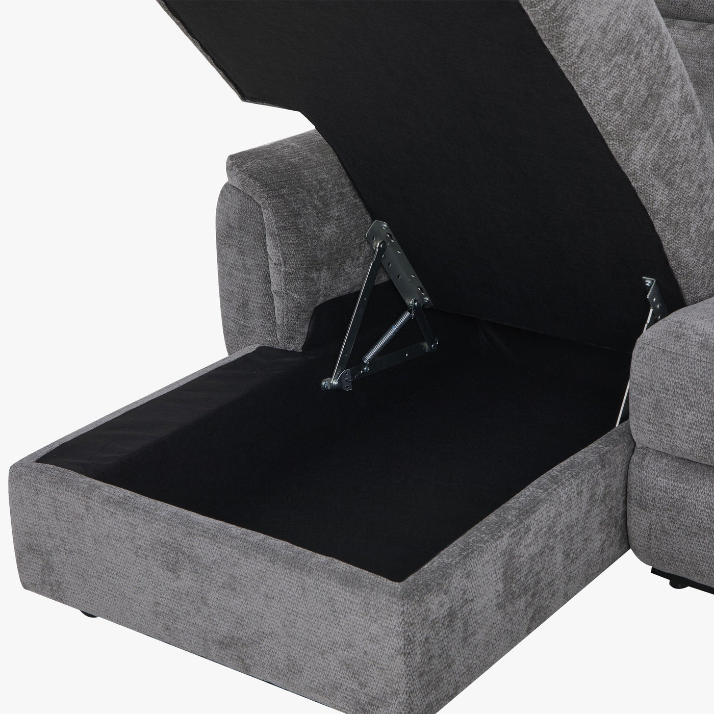 ORION Canapé d'angle convertible avec coffre en tissu relax électrique gris - Angle gauche - Canapé relax - Mobilier Deco