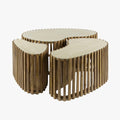 ORSA Lot de 3 tables en céramique beige et bois de manguier massif