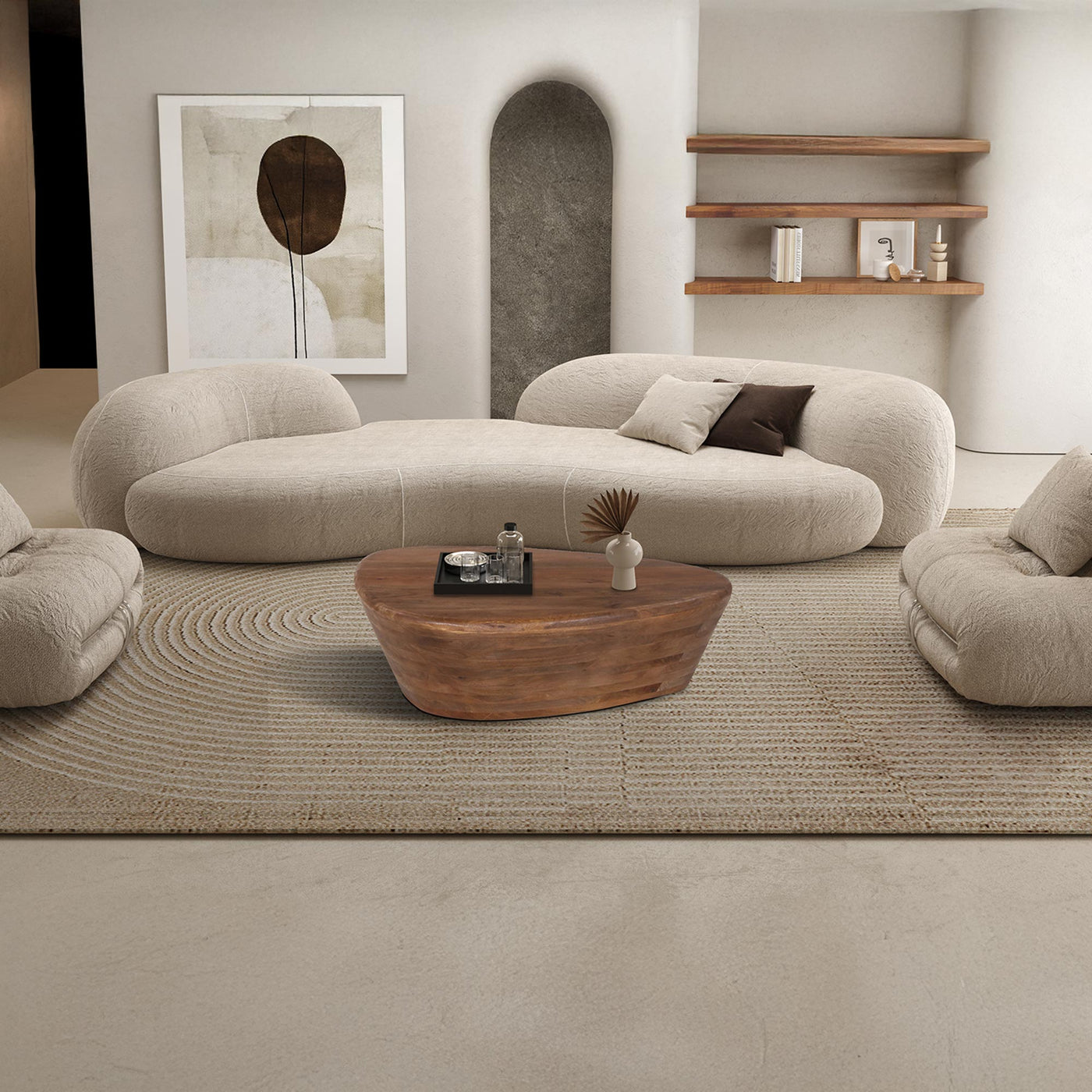 ORYA Table basse ovale en bois de manguier massif