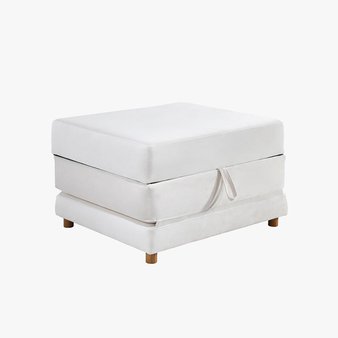 PAULA Banquette carrée convertible en tissu blanc écru - Banquettes - Mobilier Deco