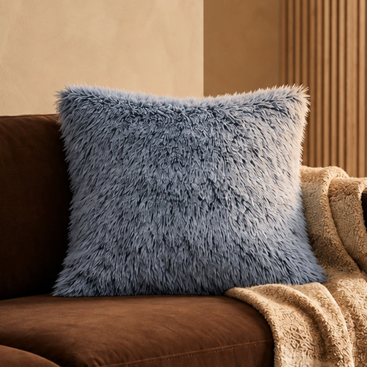 PERLA Coussin carré en tissu bleu 42x42 cm - Coussins - Mobilier Deco
