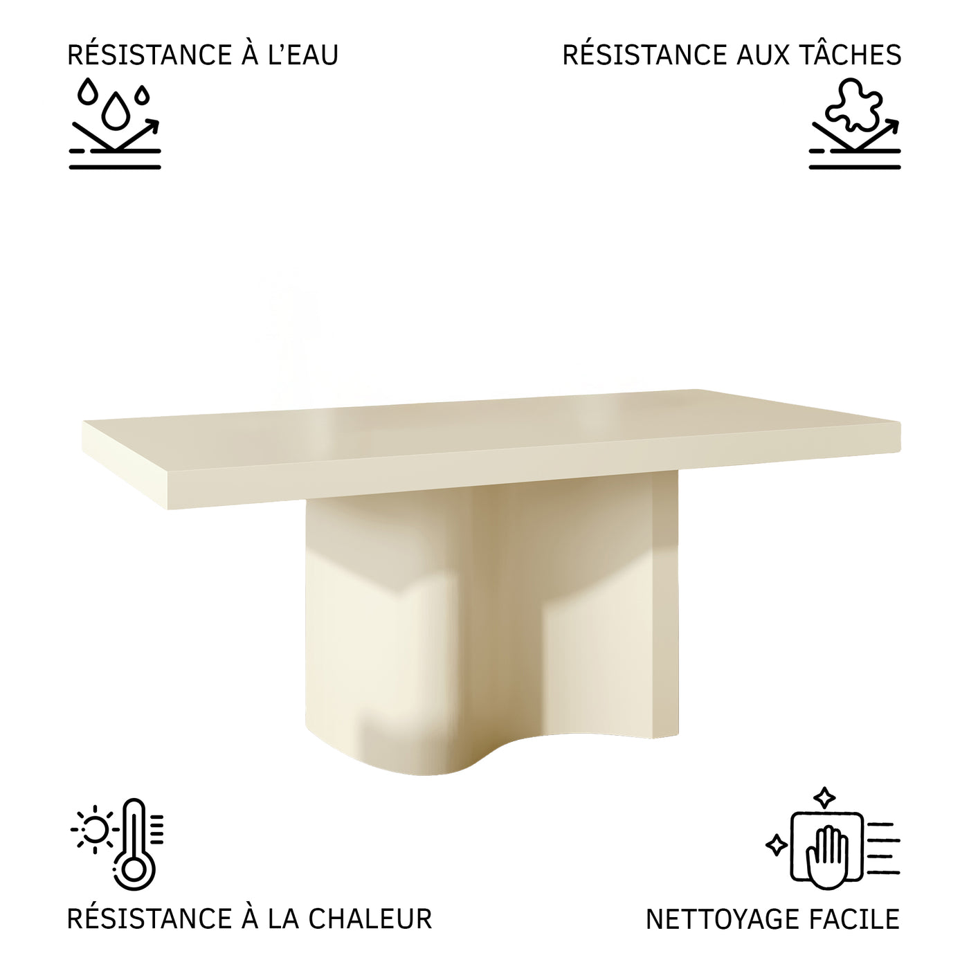 PEYRA Table à manger en marbre d'ingénierie beige