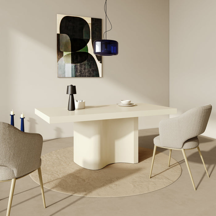 PEYRA Table à manger en marbre d'ingénierie beige