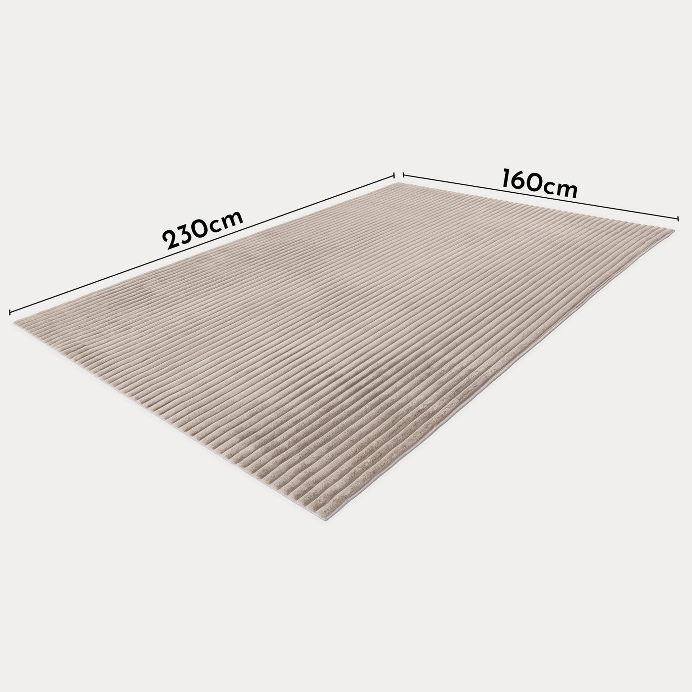 PLUSH Tapis en velours côtelé taupe - 160x230 cm