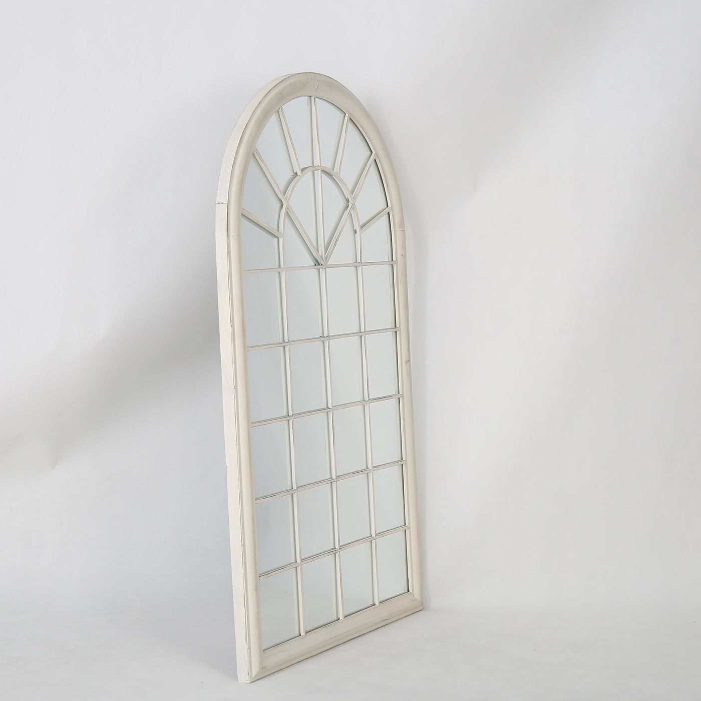 POLO Miroir mural arche en fer couleur bois 131x75 cm