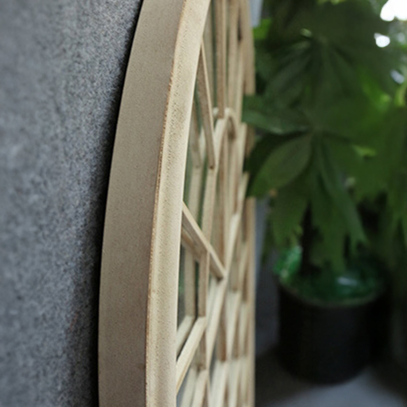 POLO Miroir mural arche en fer couleur bois 131x75 cm