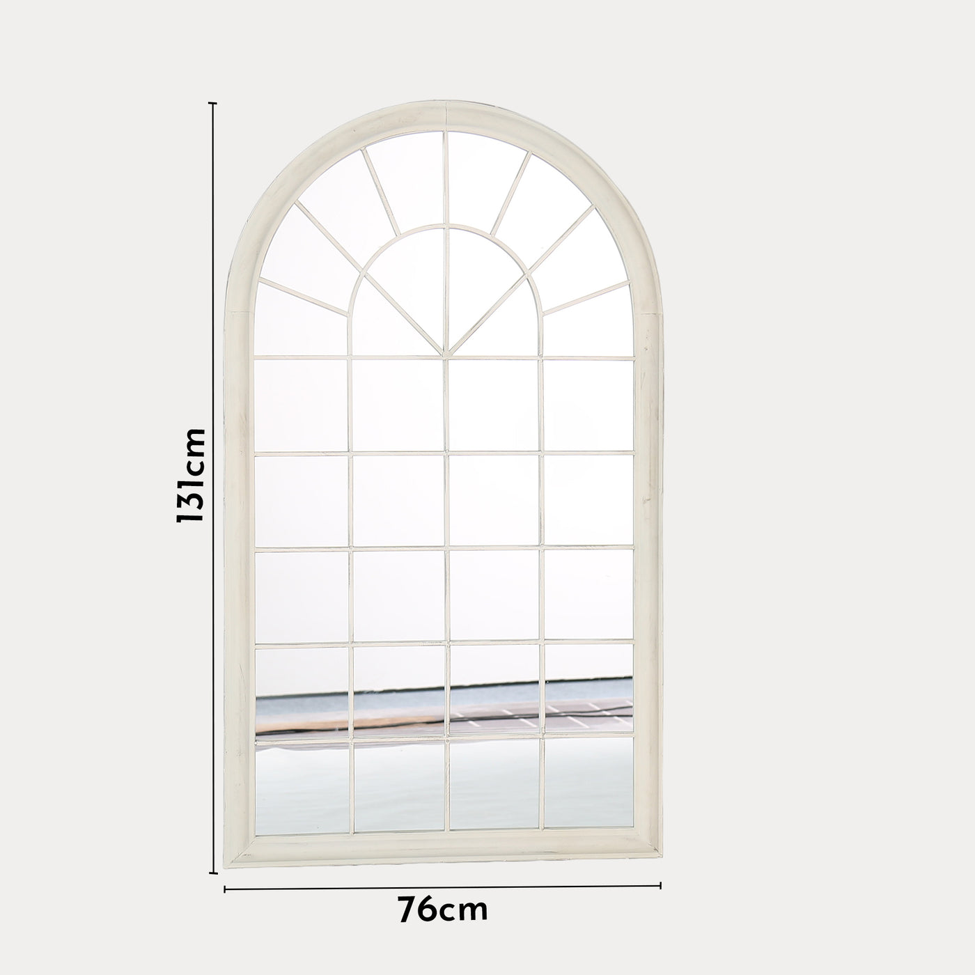POLO Miroir mural arche en fer couleur bois 131x75 cm