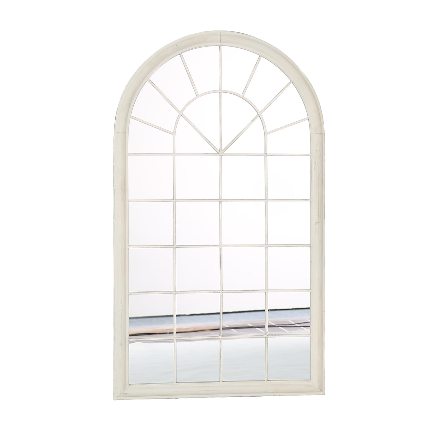 POLO Miroir mural arche en fer couleur bois 131x75 cm
