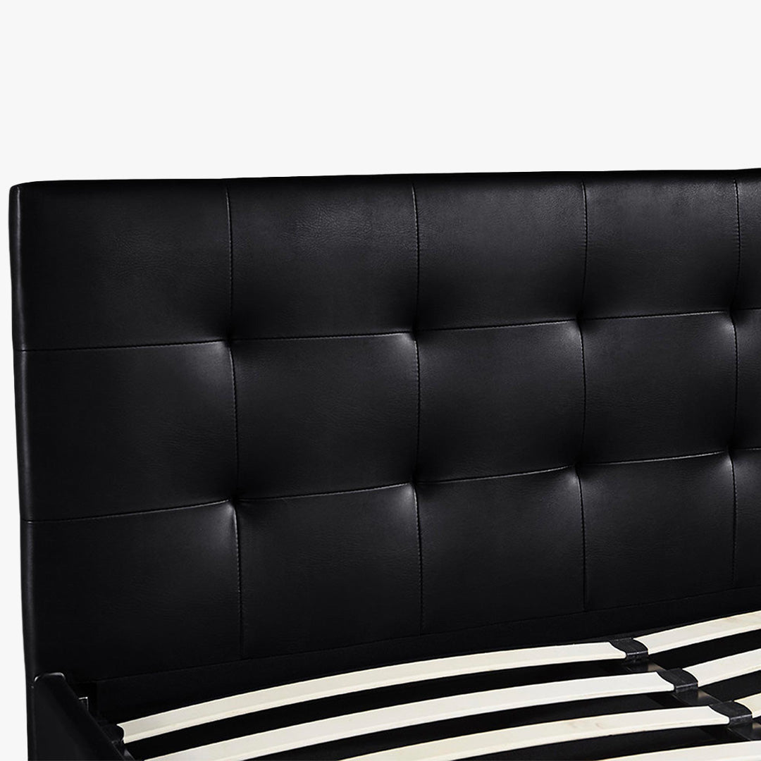PORTO Lit double en simili cuir noir avec coffre 160x200 cm - Lits - Mobilier Deco