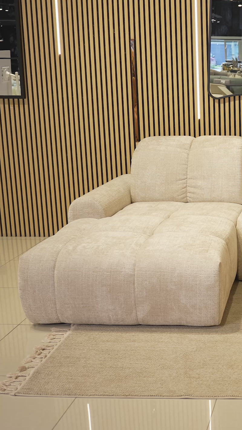 ELIOS Canapé d'angle convertible avec coffre en tissu taupe foncé - Angle droit