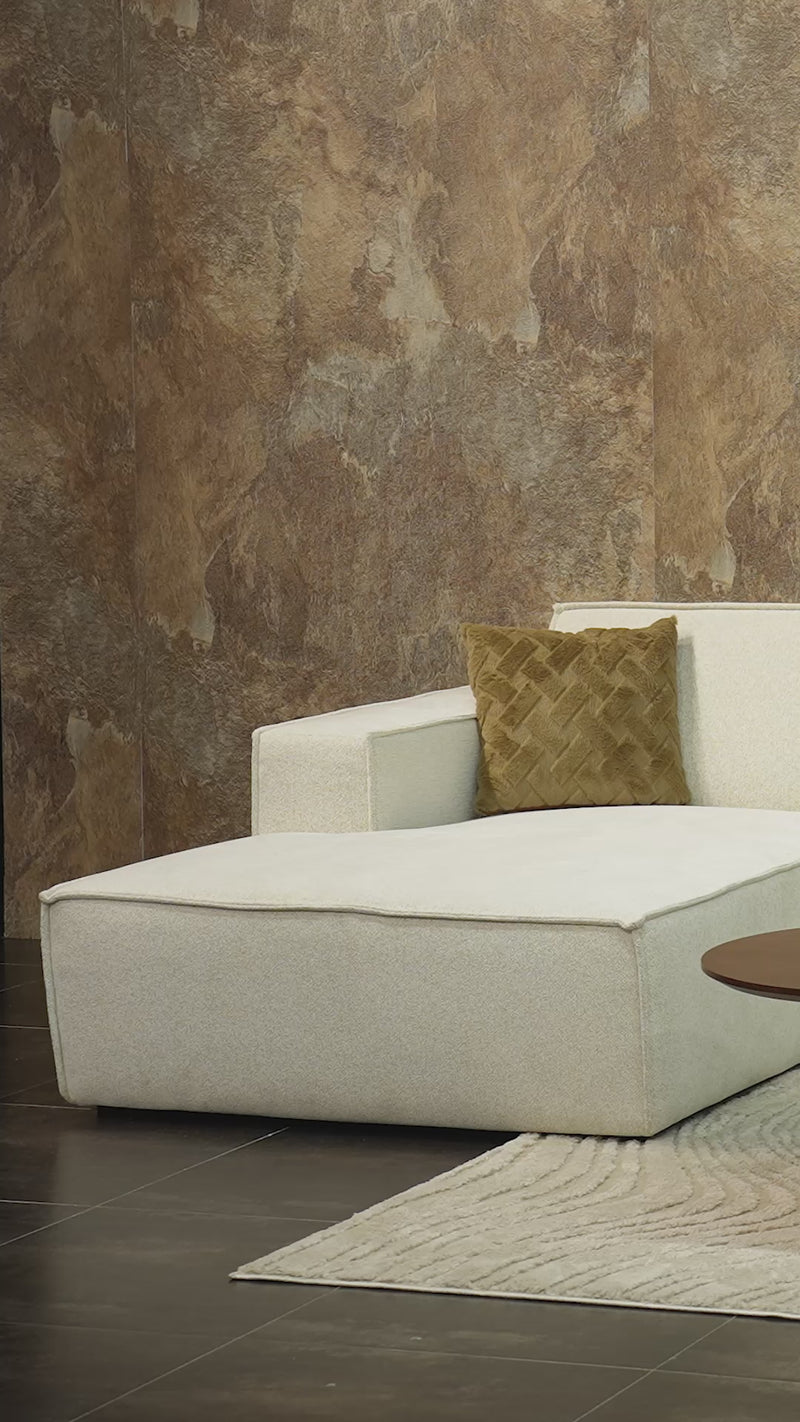 ELIA XL Canapé panoramique en tissu beige - Angle droit