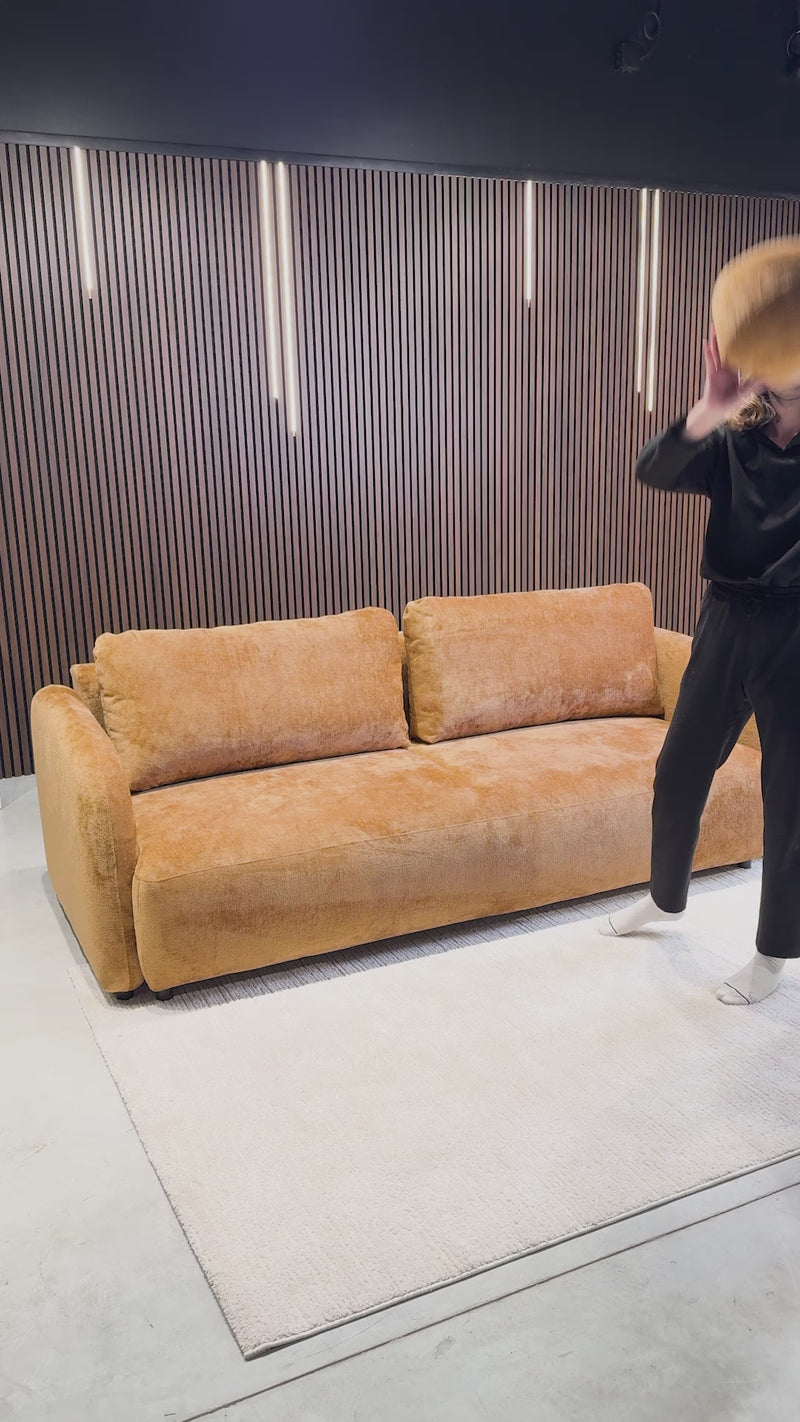 DRIXY Canapé 3 places convertible avec coffre en tissu beige
