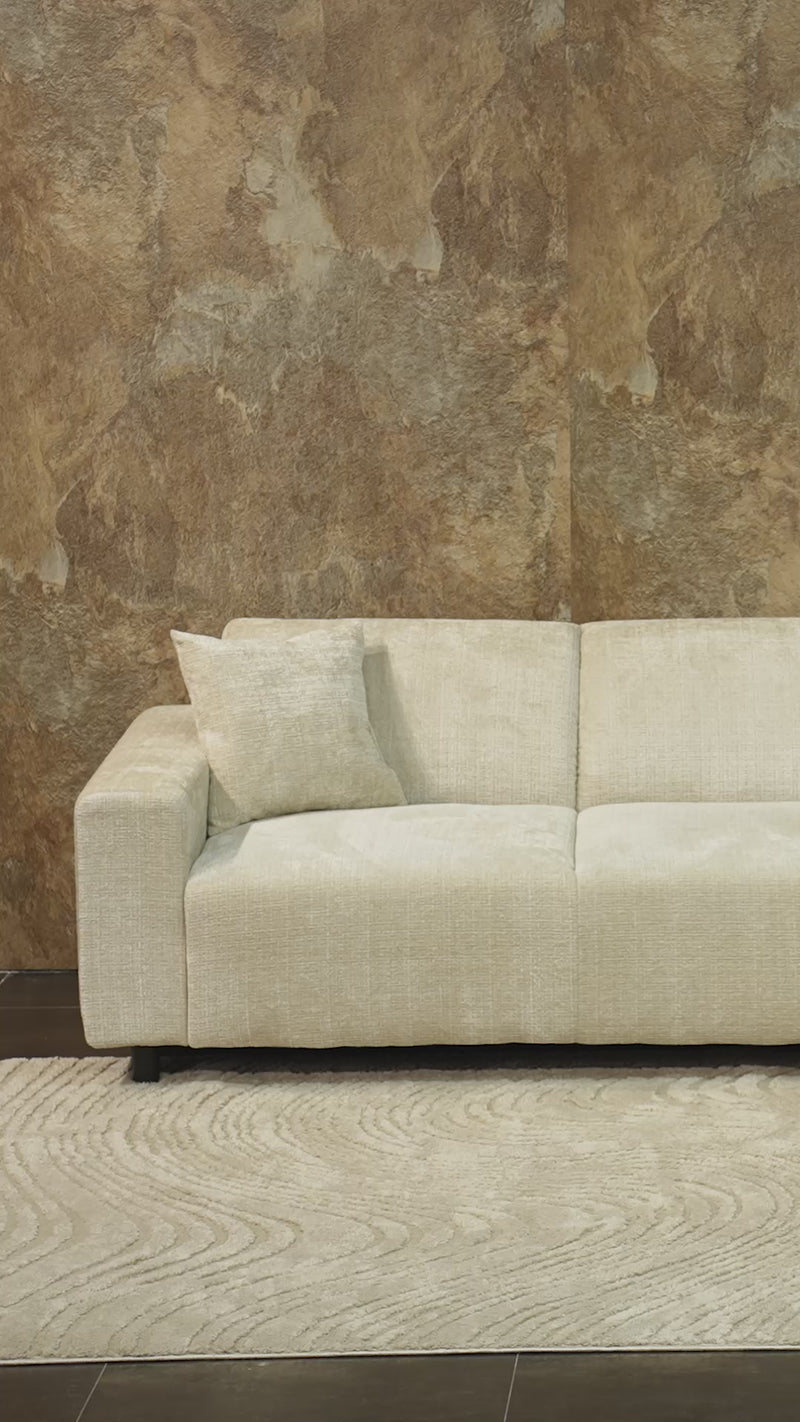 MUNICH Canapé d'angle en tissu beige - Angle droit