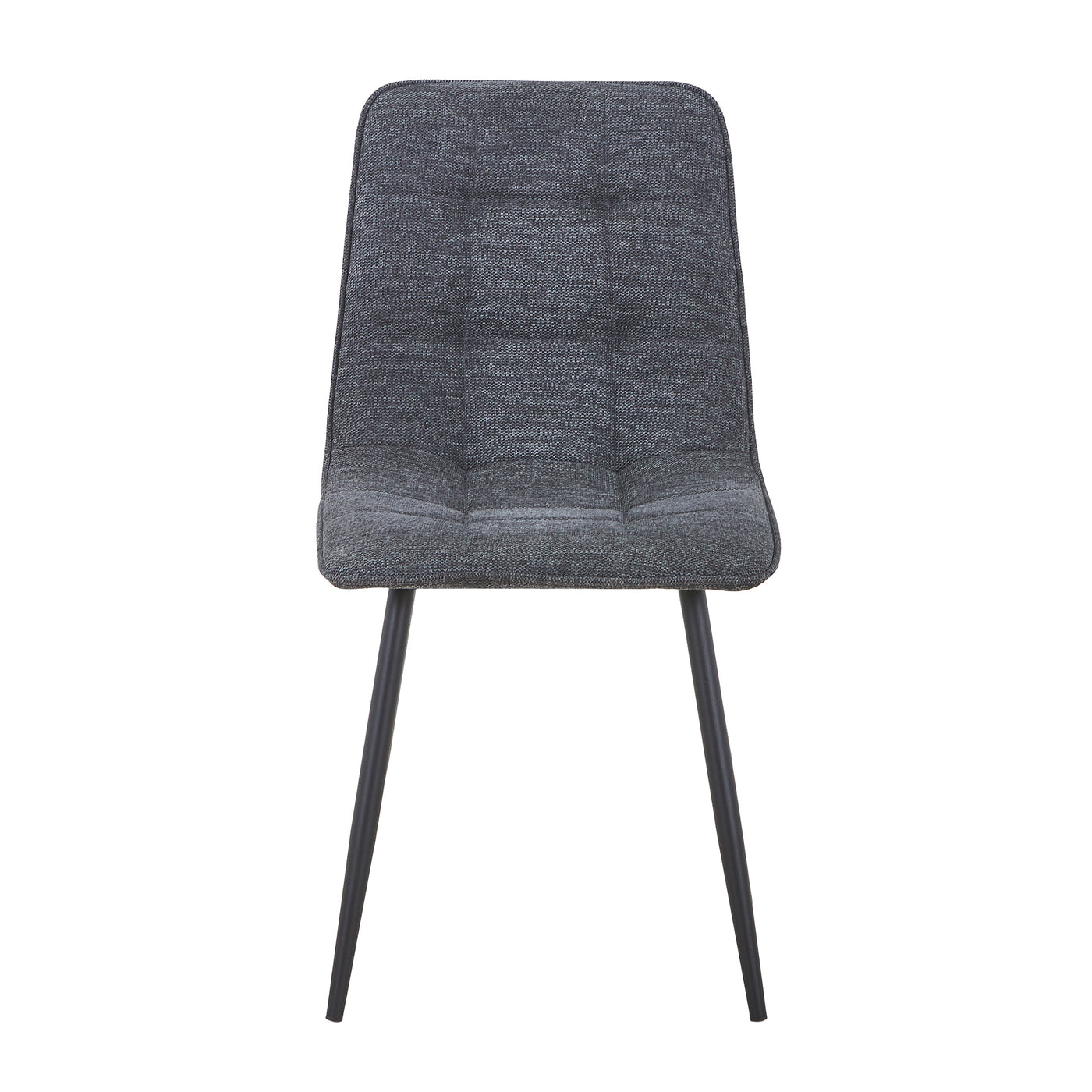 RANA Lot de 4 chaises en tissu gris foncé pieds en métal noir