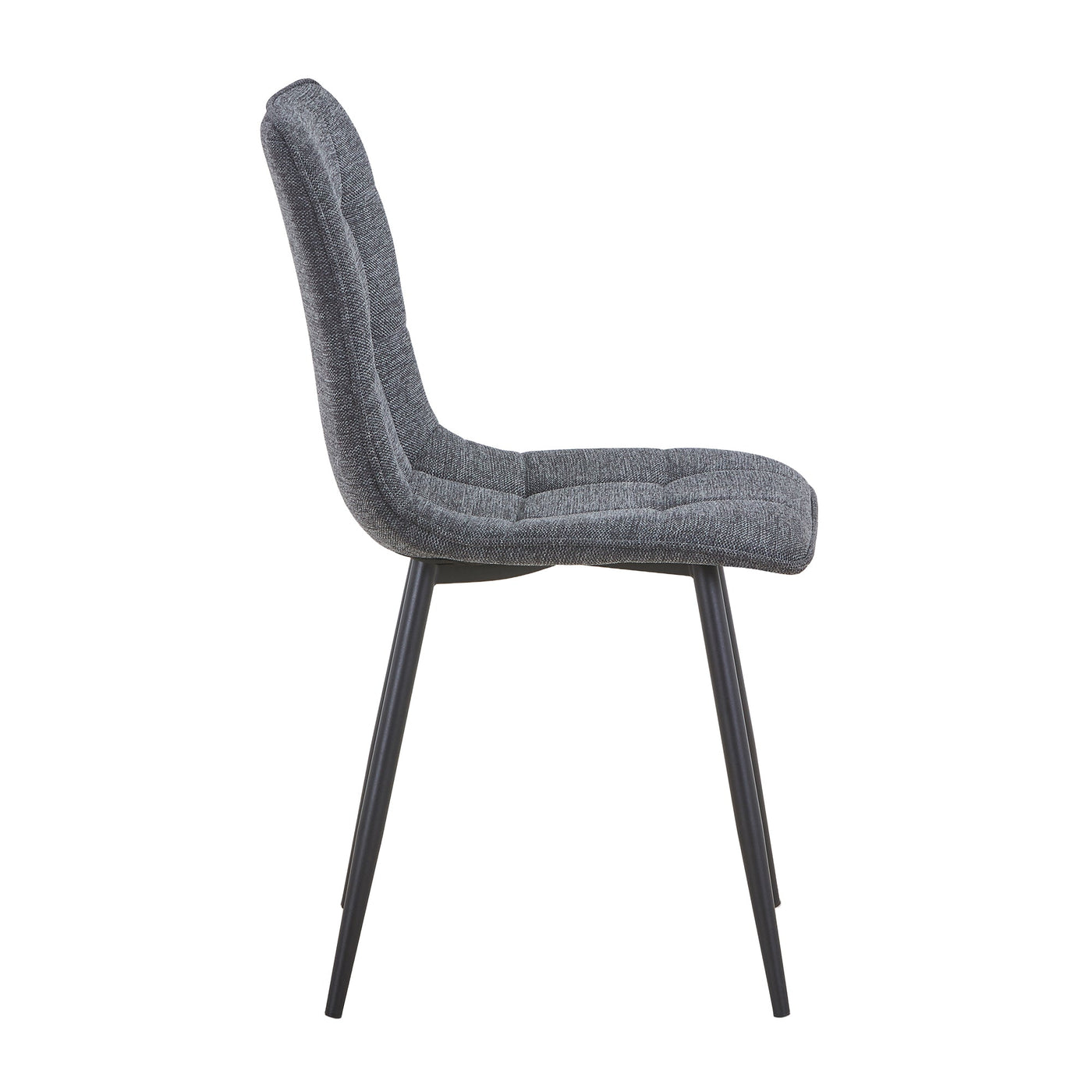 RANA Lot de 4 chaises en tissu gris foncé pieds en métal noir - Chaise de repas - Mobilier Deco