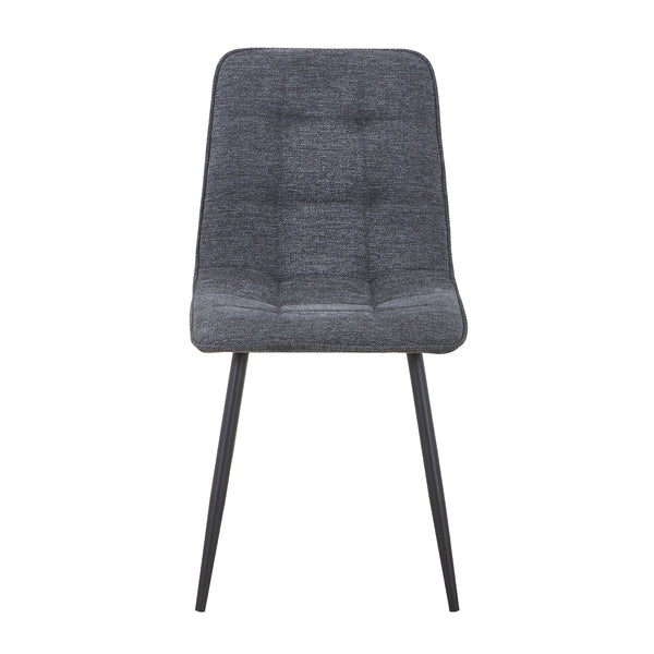 RANA Lot de 4 chaises en tissu gris foncé pieds en métal noir