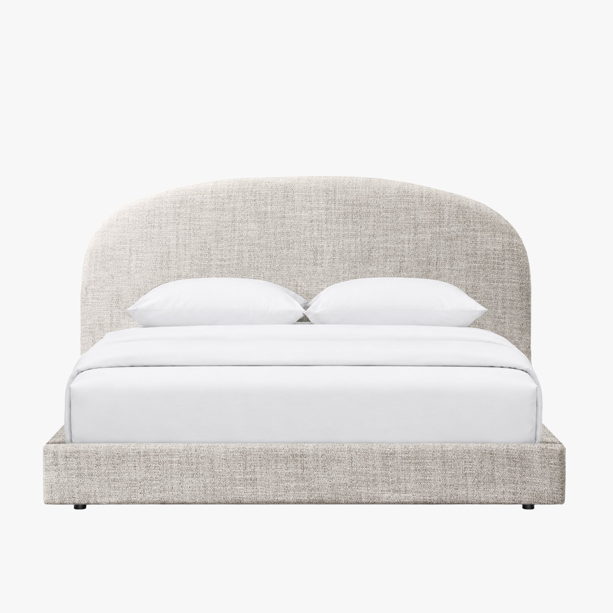RANIA Lit double en tissu beige 140x190 cm - Lits - Mobilier Deco