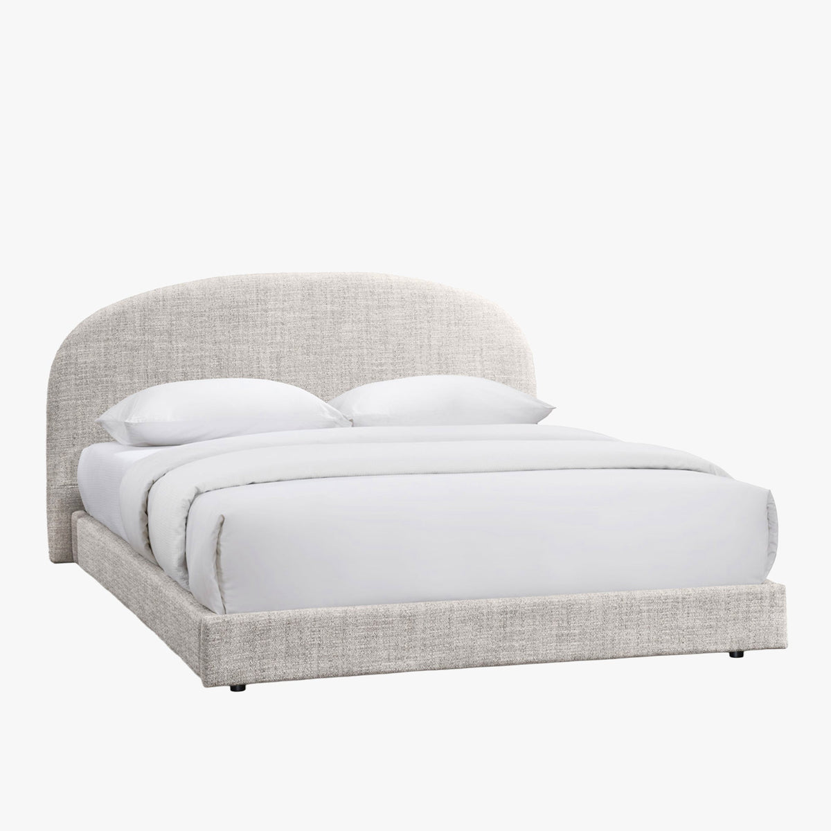 RANIA Lit double en tissu beige 160x200 cm - Lits - Mobilier Deco