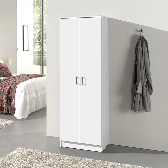 RAY Armoire 2 portes 4 étagères blanc