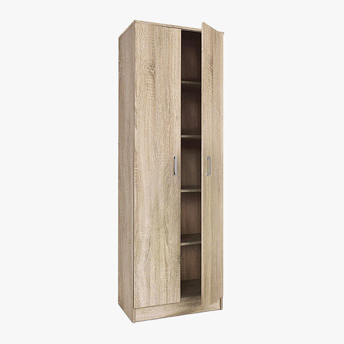 RAY Armoire 2 portes 4 étagères couleur chêne clair
